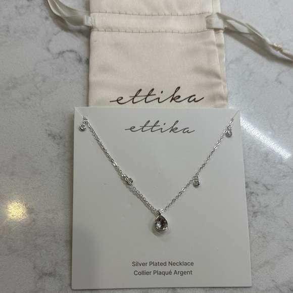 ettika Jewelry - Ettika Silver Necklace with Teardrop Pendant